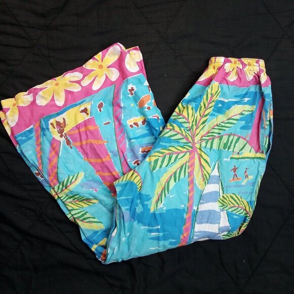 Vintage Ken Done Art To Wear Hawaiian Shirt & Pants Set - Picture 7 of 9